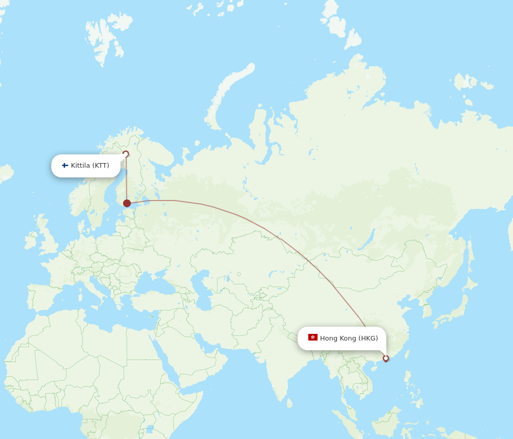 KTT-HKG flight routes