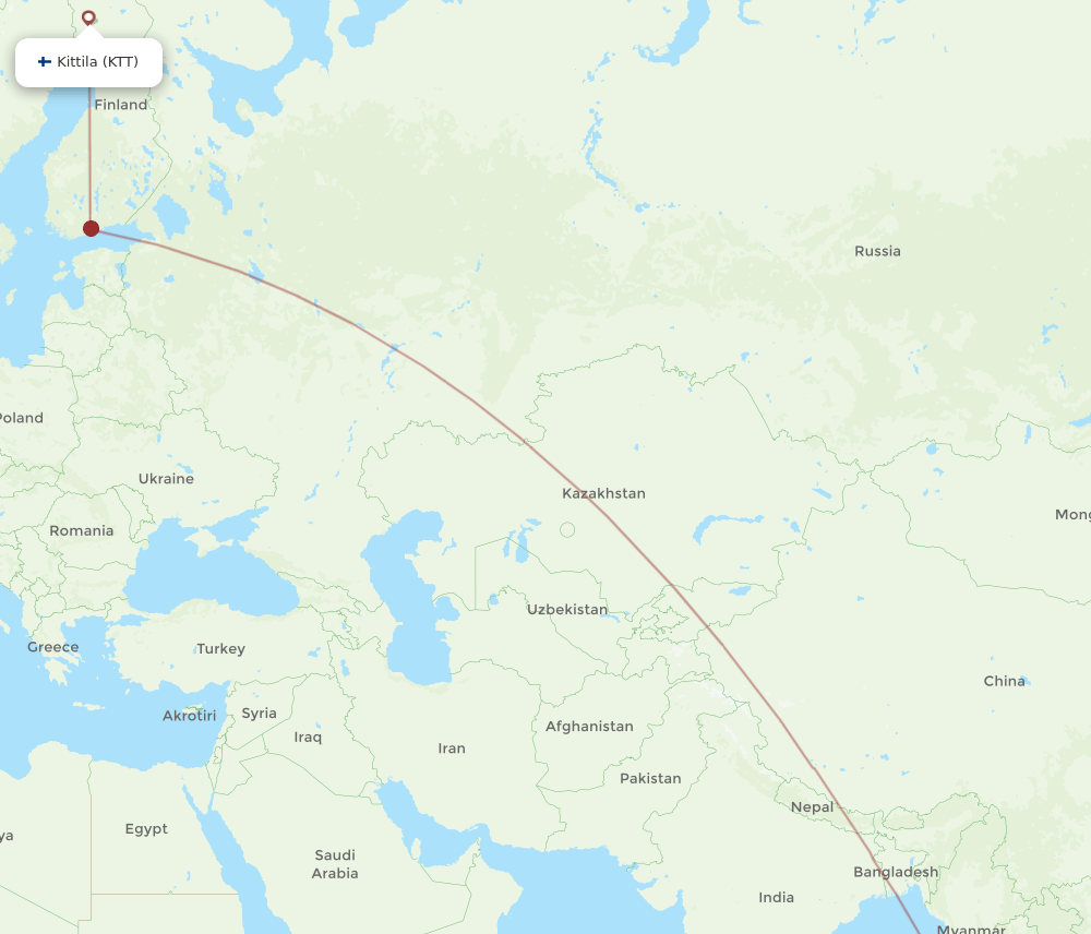 KTT-HKT flight routes