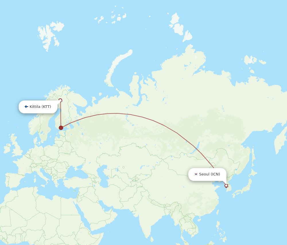 KTT-ICN flight routes