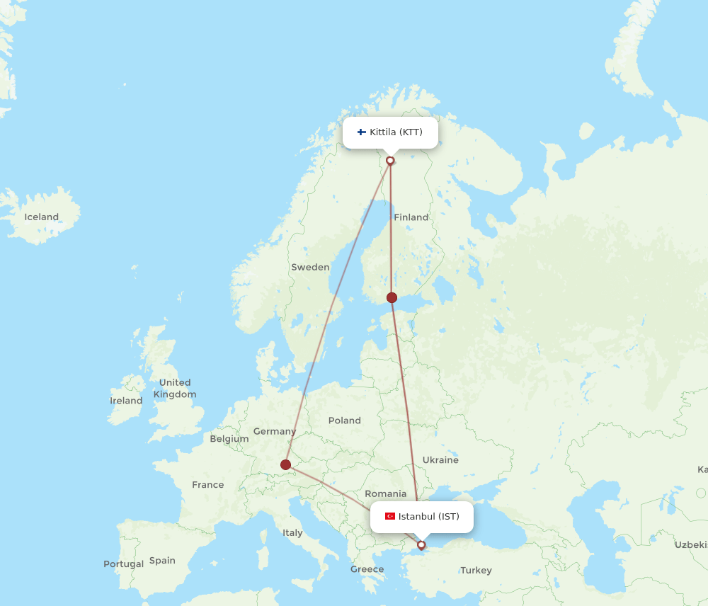 KTT-IST flight routes