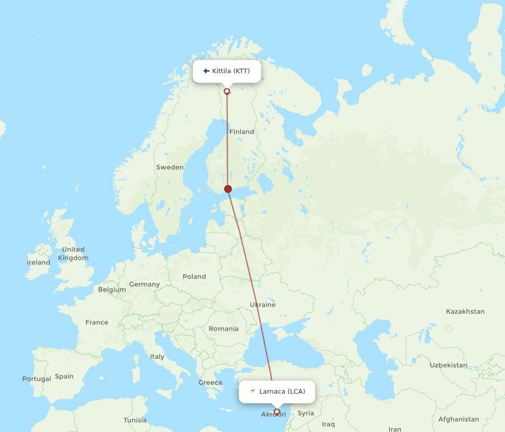 KTT-LCA flight routes
