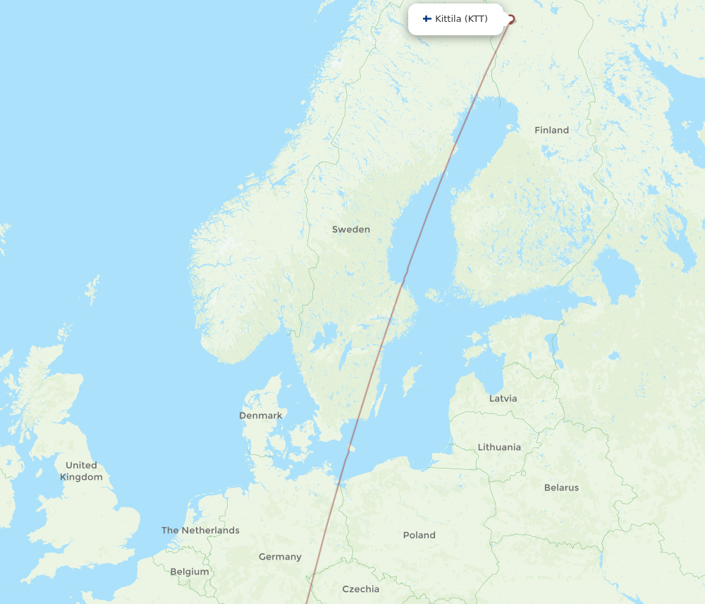 KTT-LYS flight routes