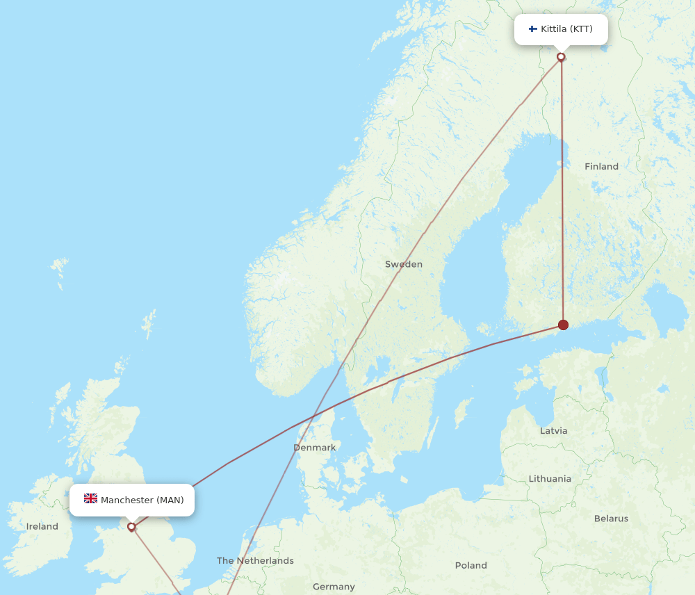 KTT-MAN flight routes