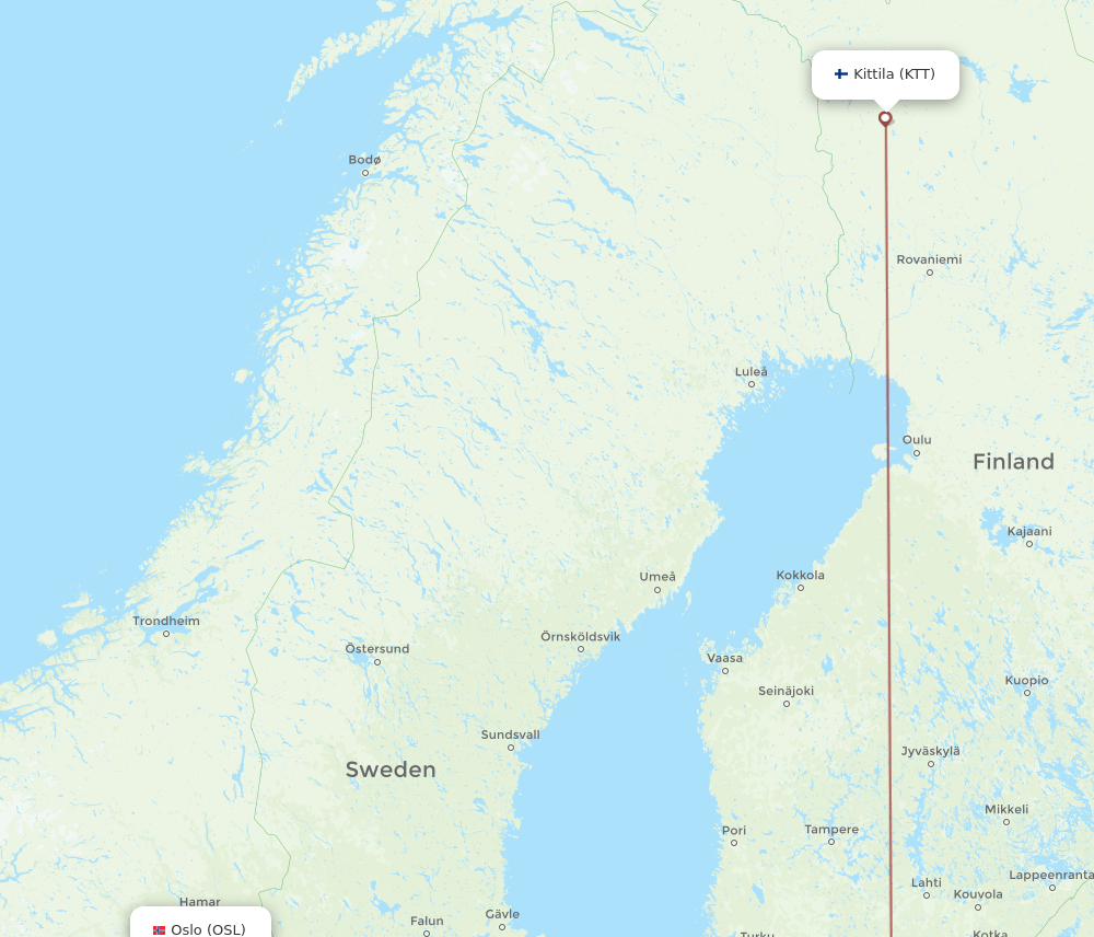 KTT-OSL flight routes