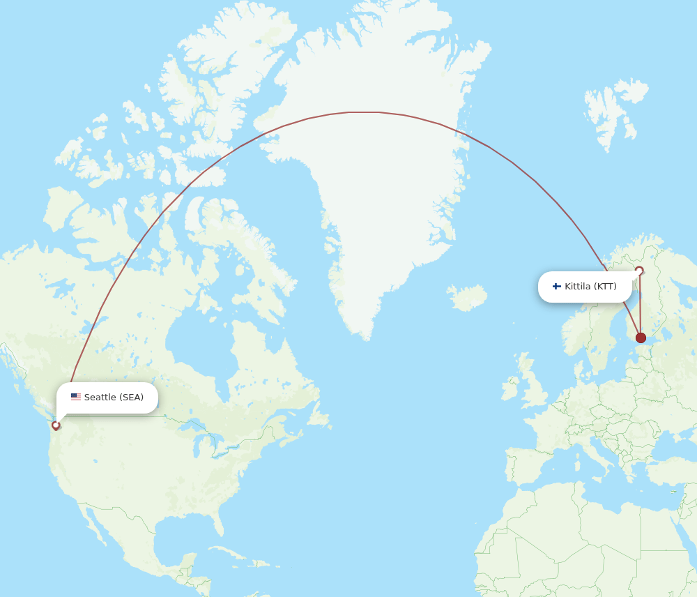 KTT to SEA flights and routes map