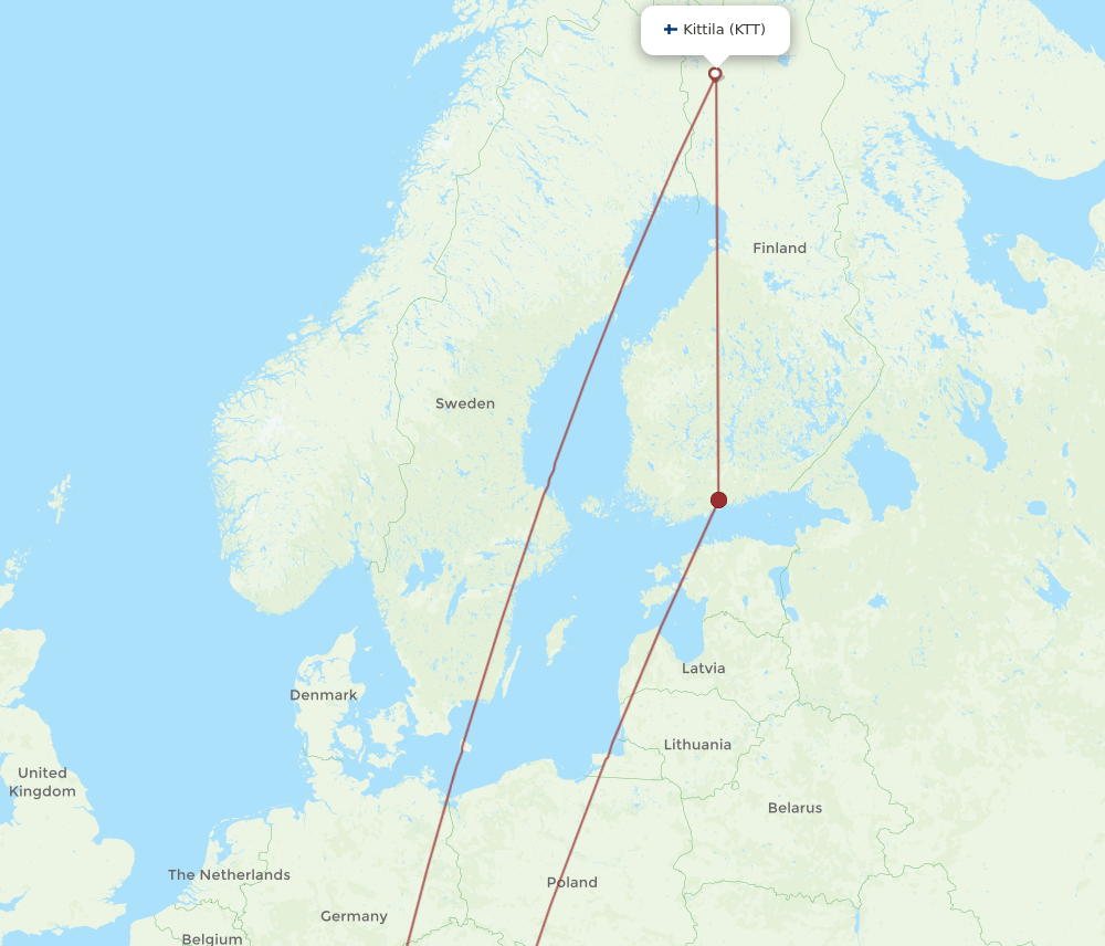 KTT-VIE flight routes