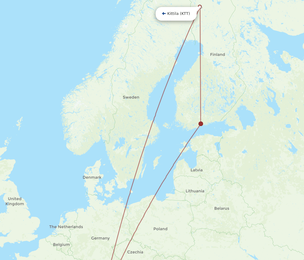 KTT-VRN flight routes