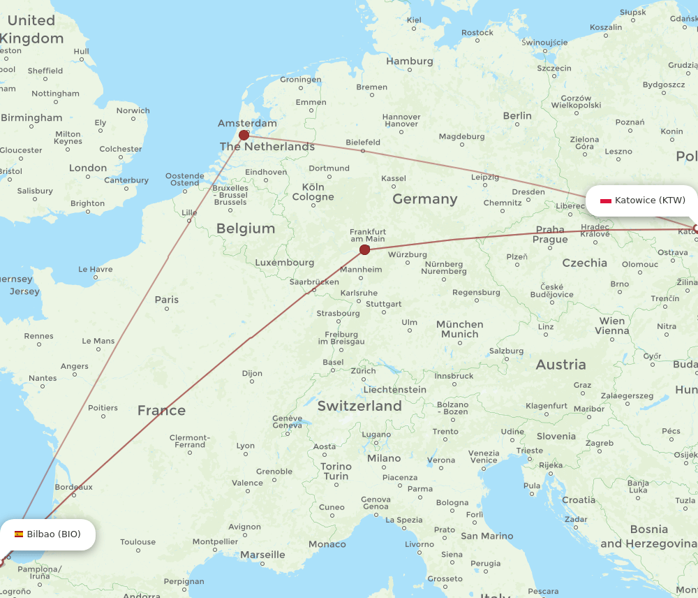KTW-BIO flight routes
