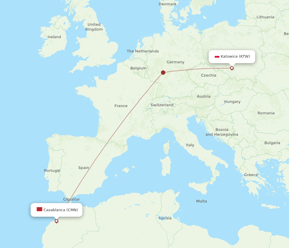 KTW-CMN flight routes