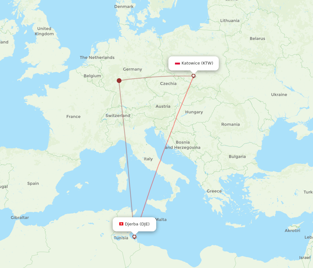 KTW-DJE flight routes