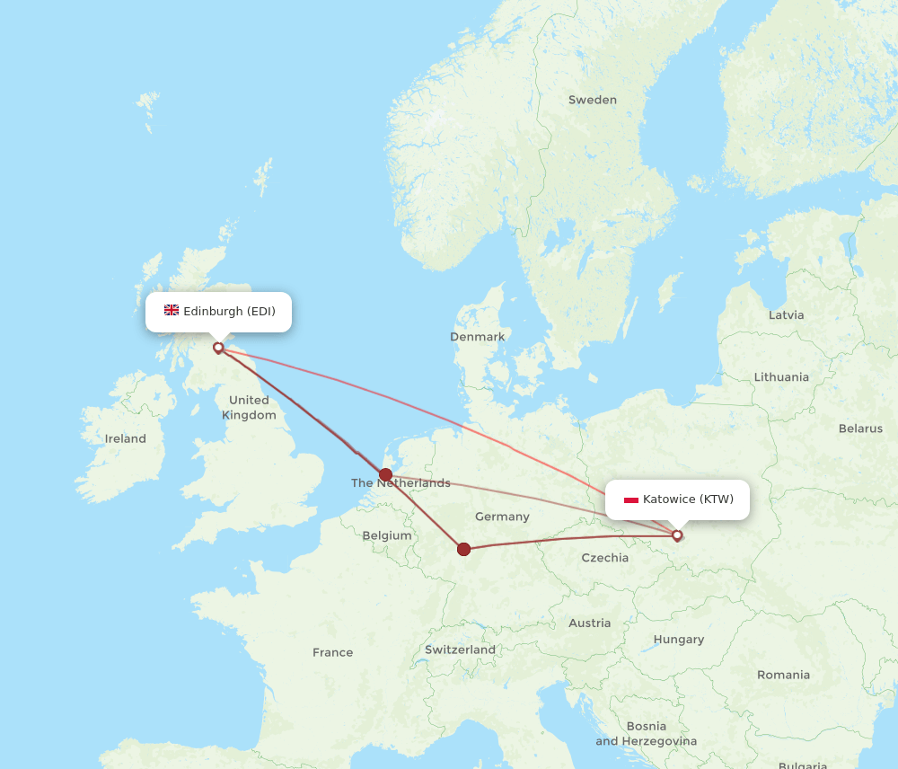 KTW-EDI flight routes