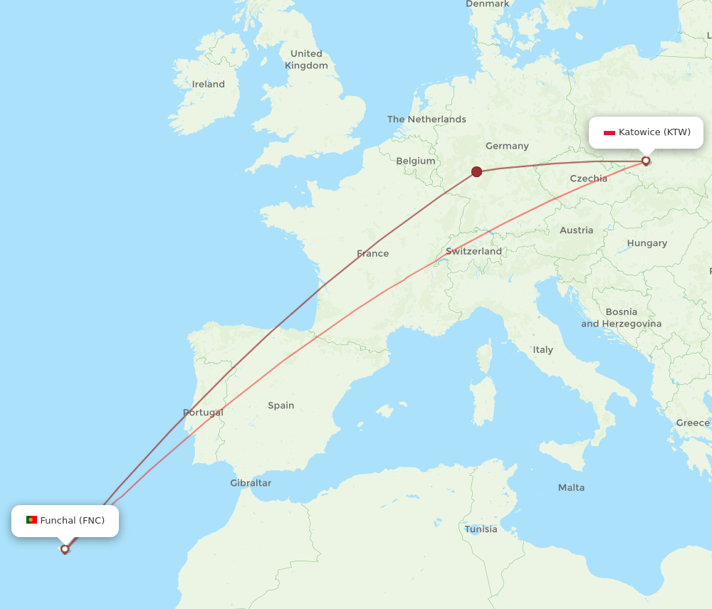 KTW-FNC flight routes