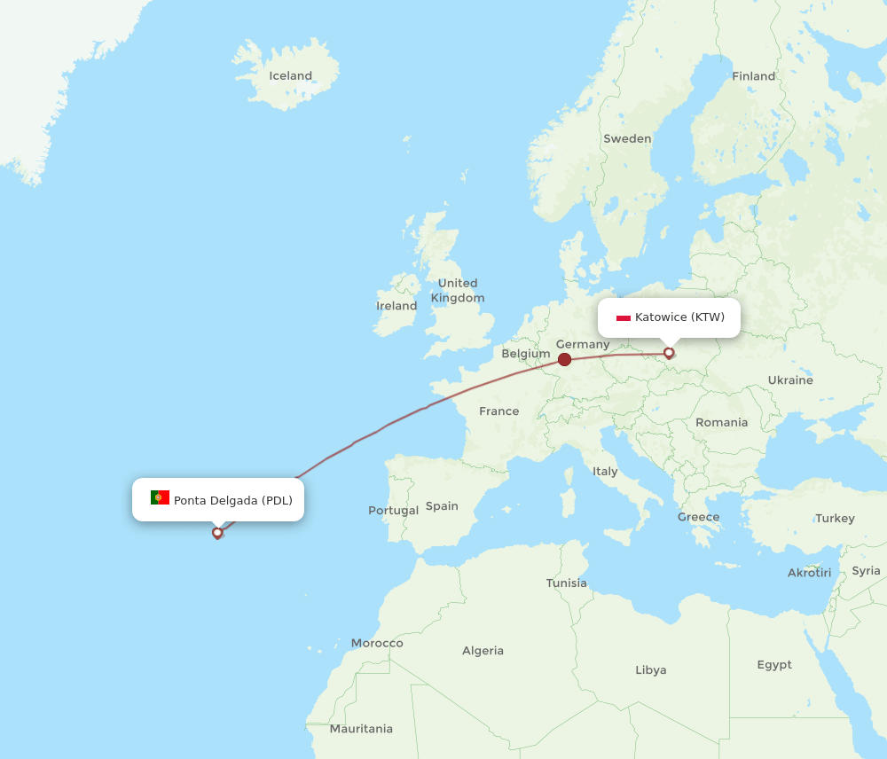 KTW-PDL flight routes