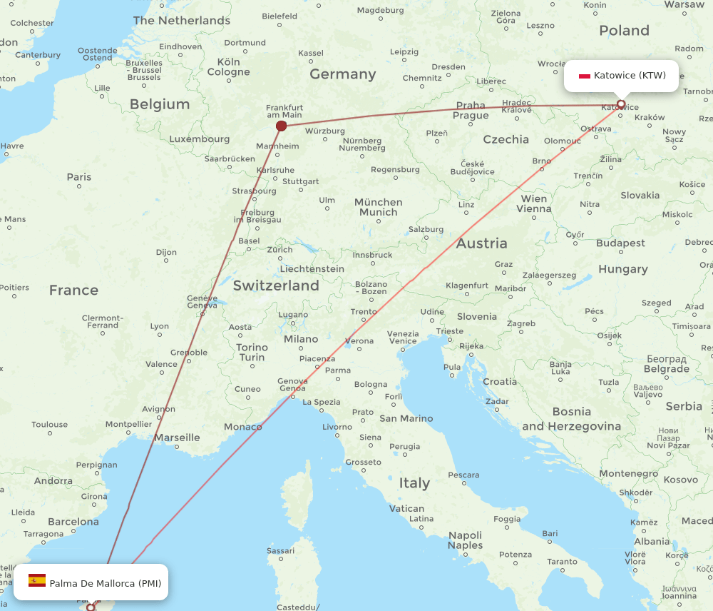 KTW-PMI flight routes