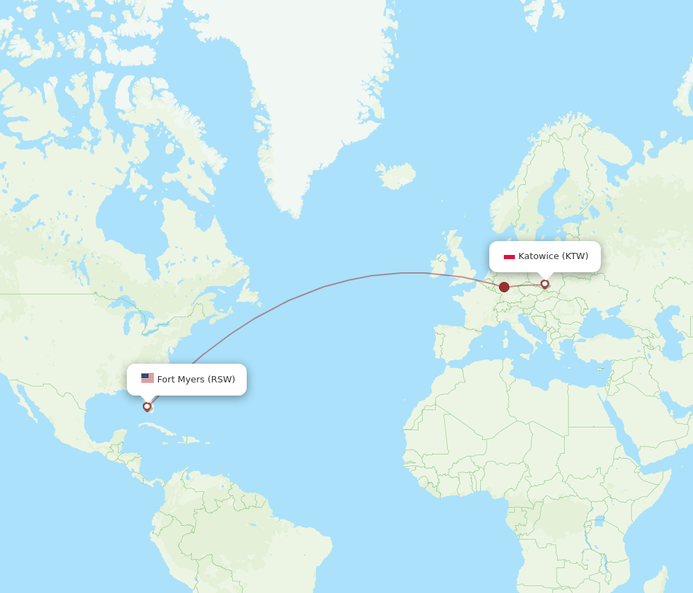 KTW-RSW flight routes