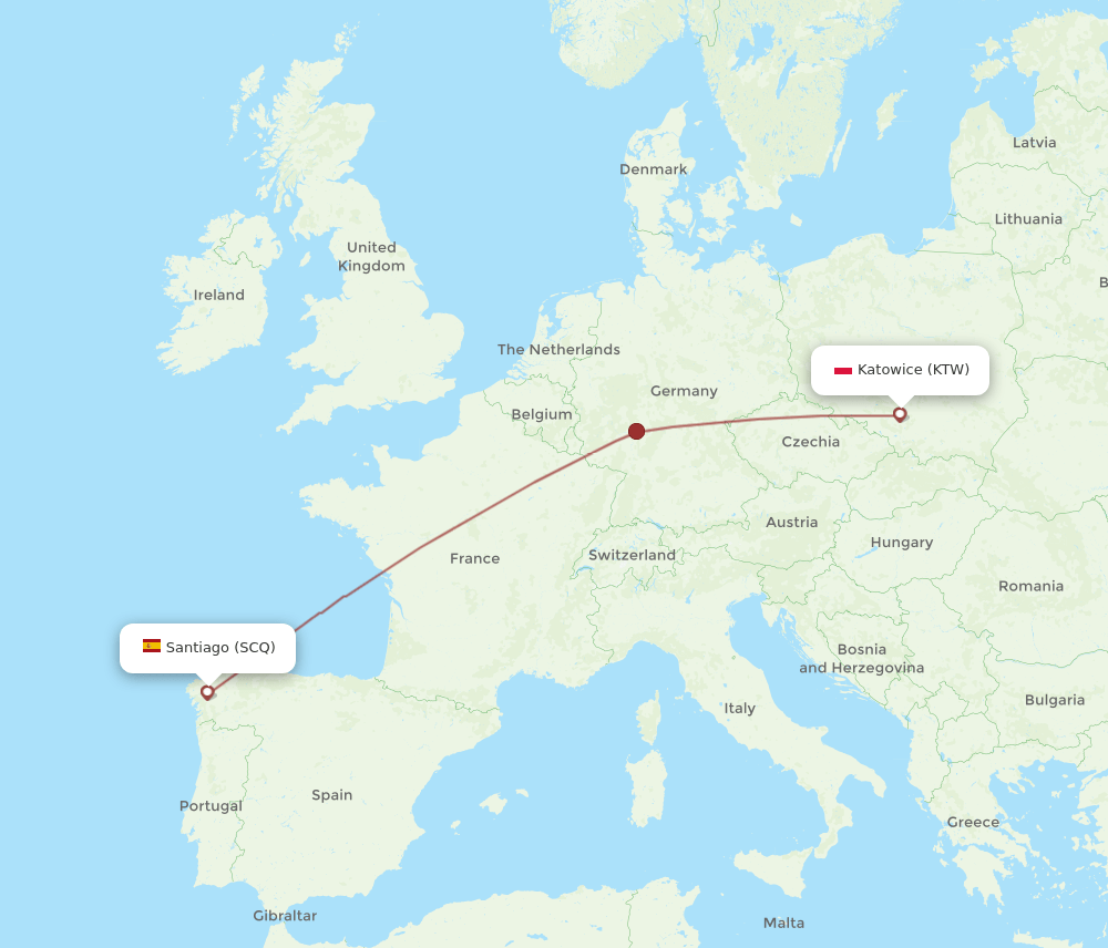 KTW-SCQ flight routes