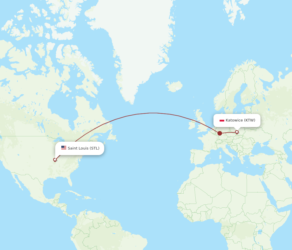 KTW to STL flights and routes map