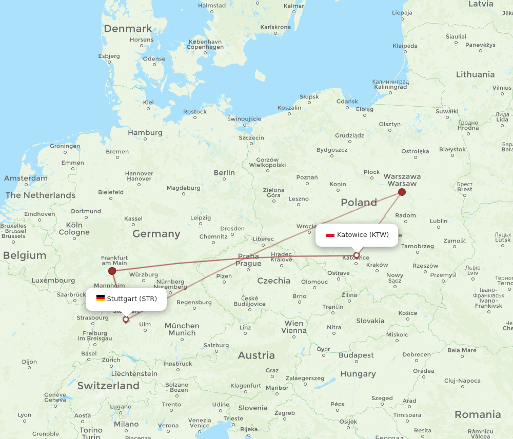 KTW-STR flight routes