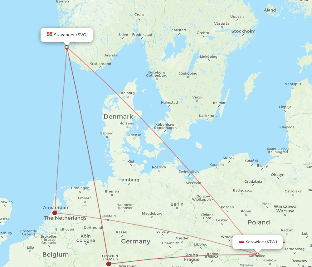 KTW-SVG flight routes