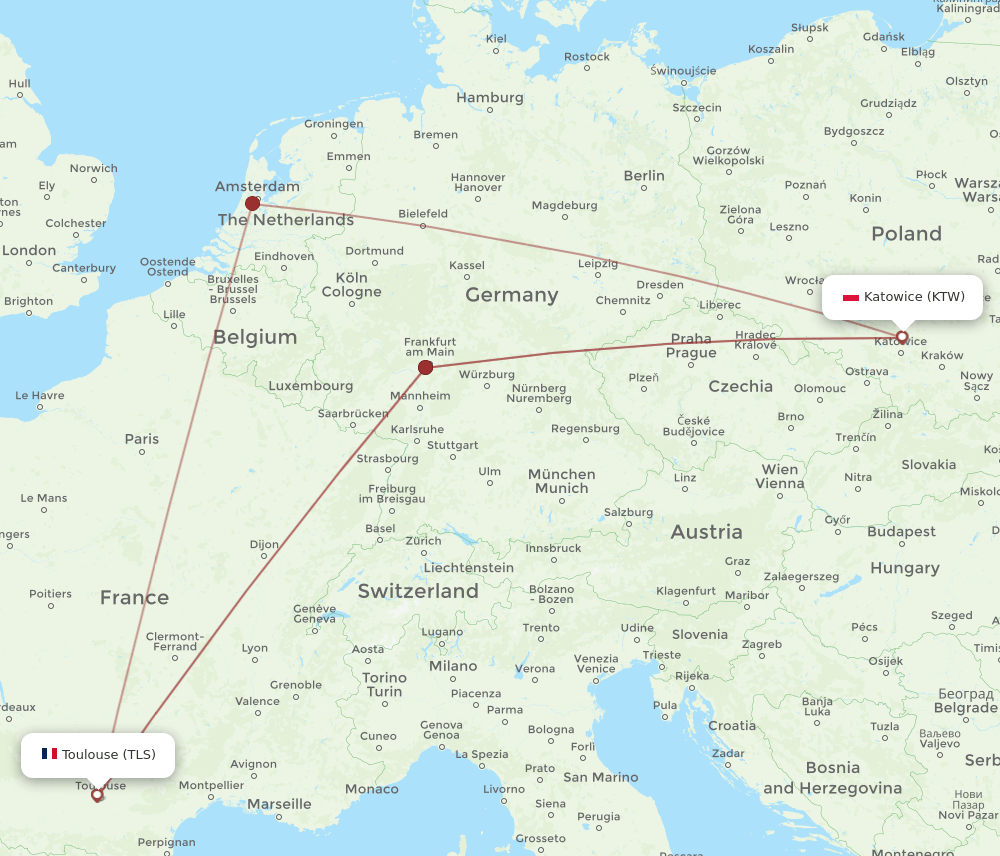 KTW-TLS flight routes