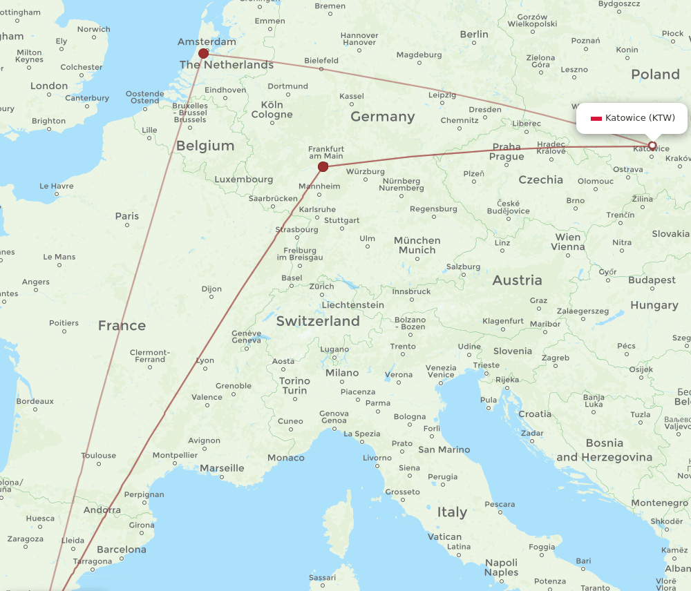 KTW-VLC flight routes