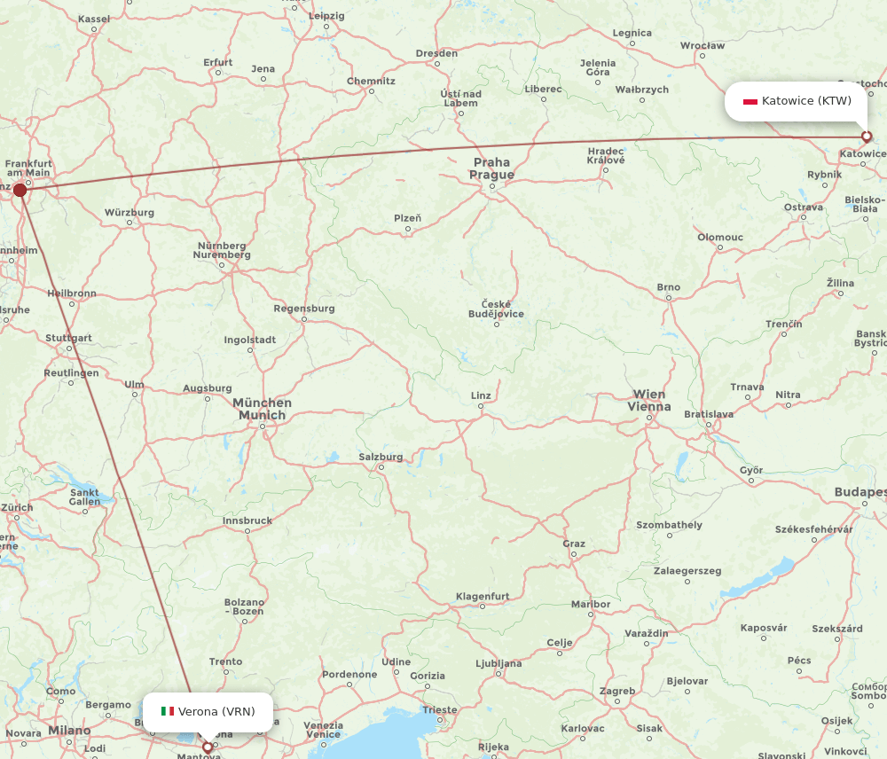 KTW-VRN flight routes