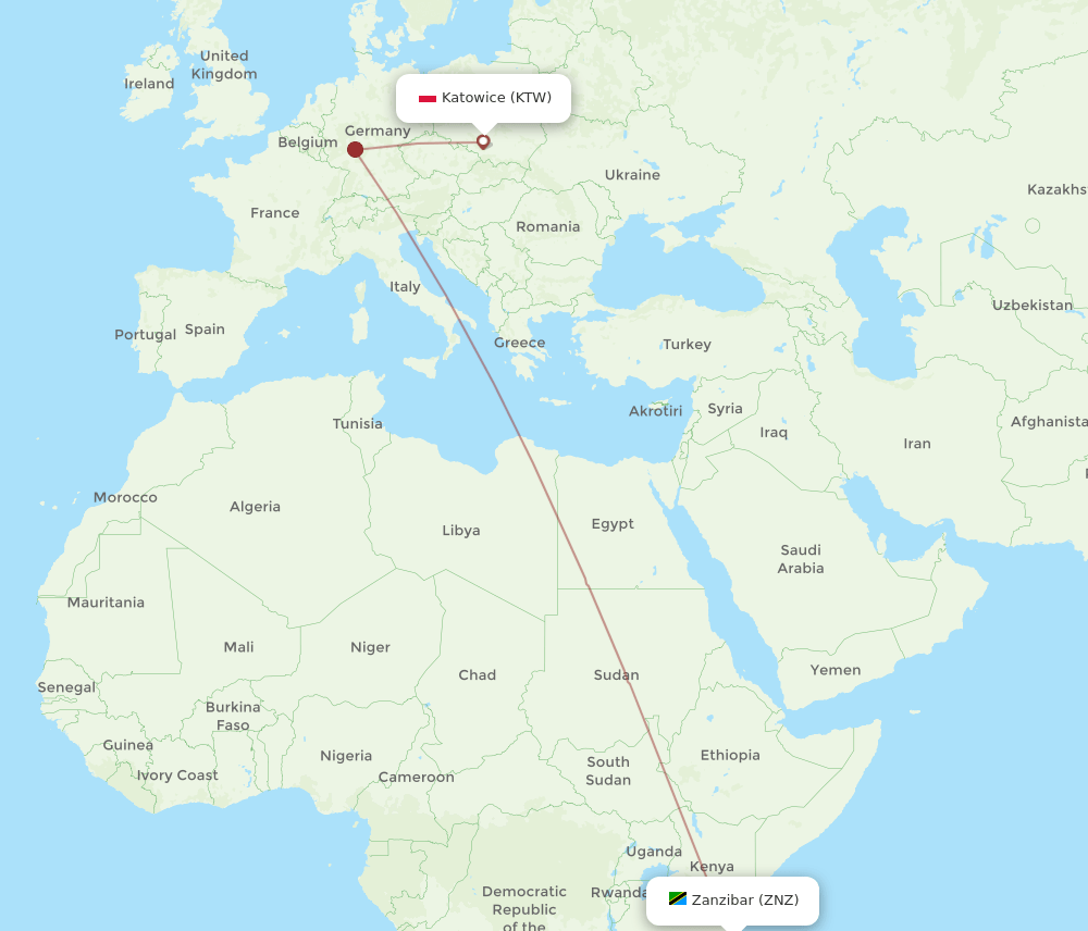 KTW-ZNZ flight routes