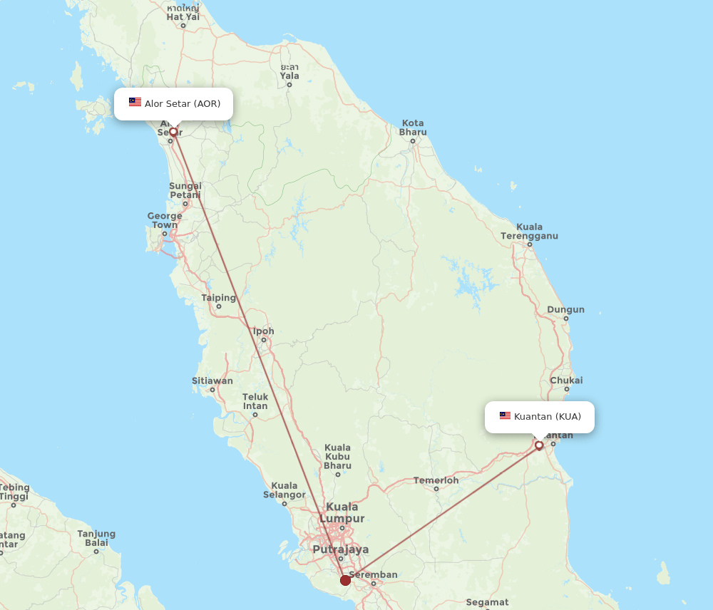 KUA-AOR flight routes