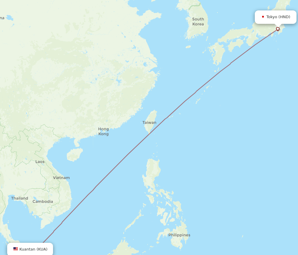 KUA-HND flight routes