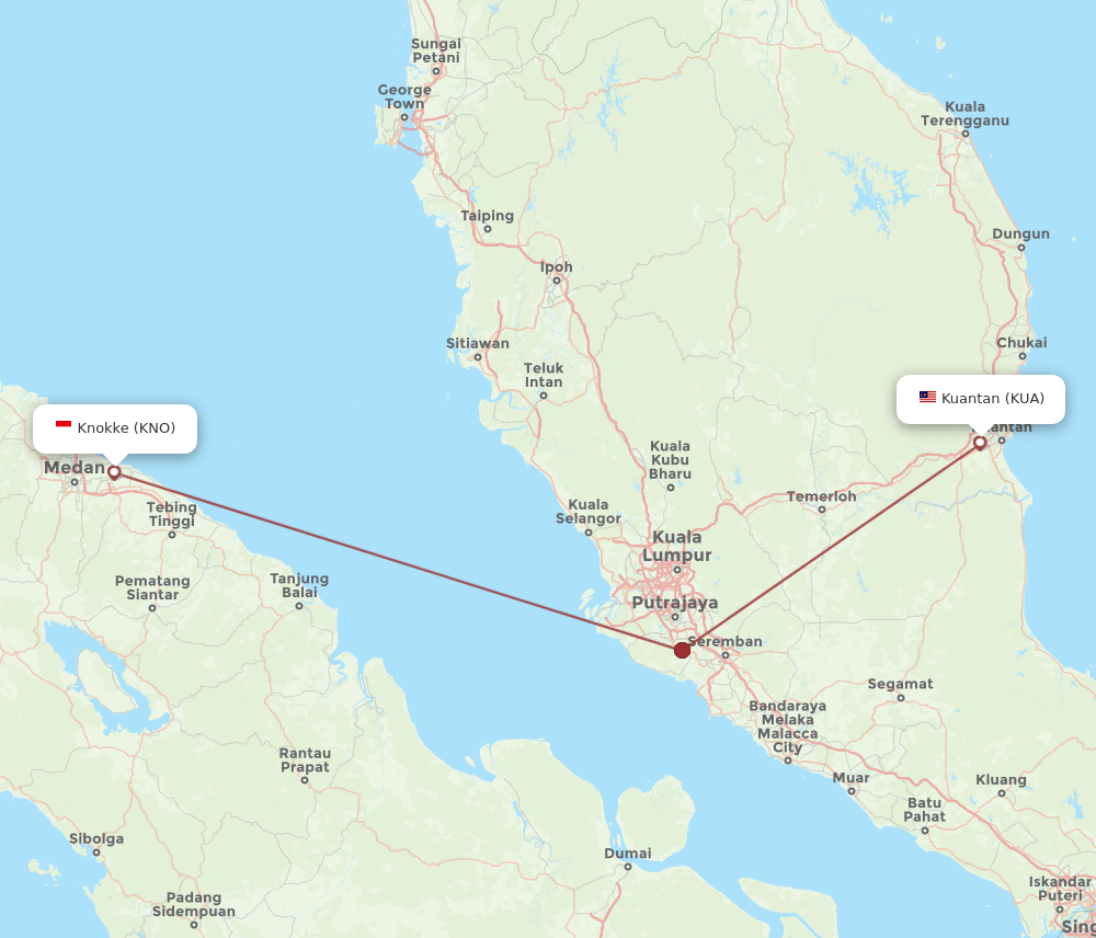 KUA to KNO flights and routes map