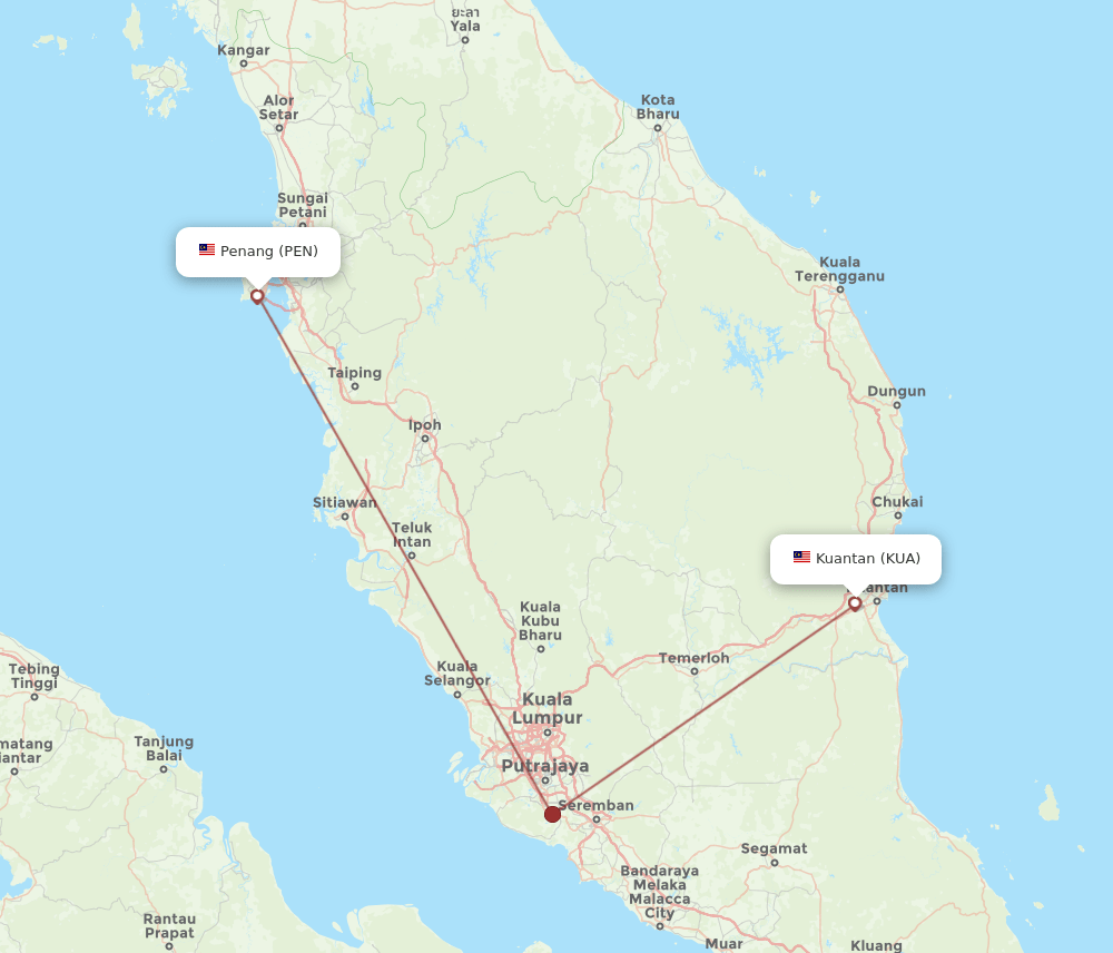 KUA to PEN flights and routes map