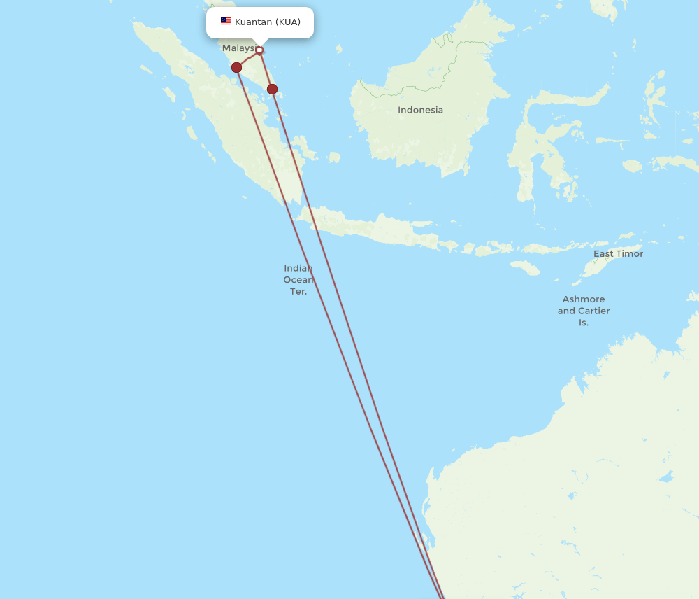 KUA to PER flights and routes map