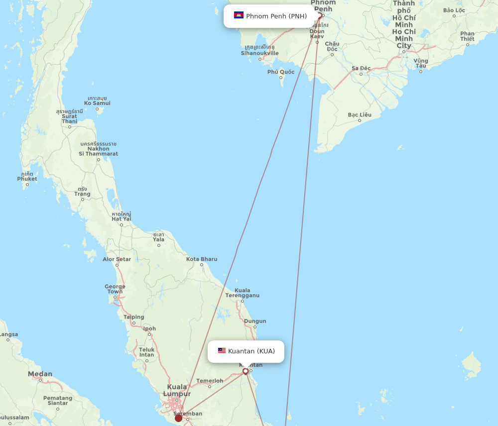 KUA-PNH flight routes
