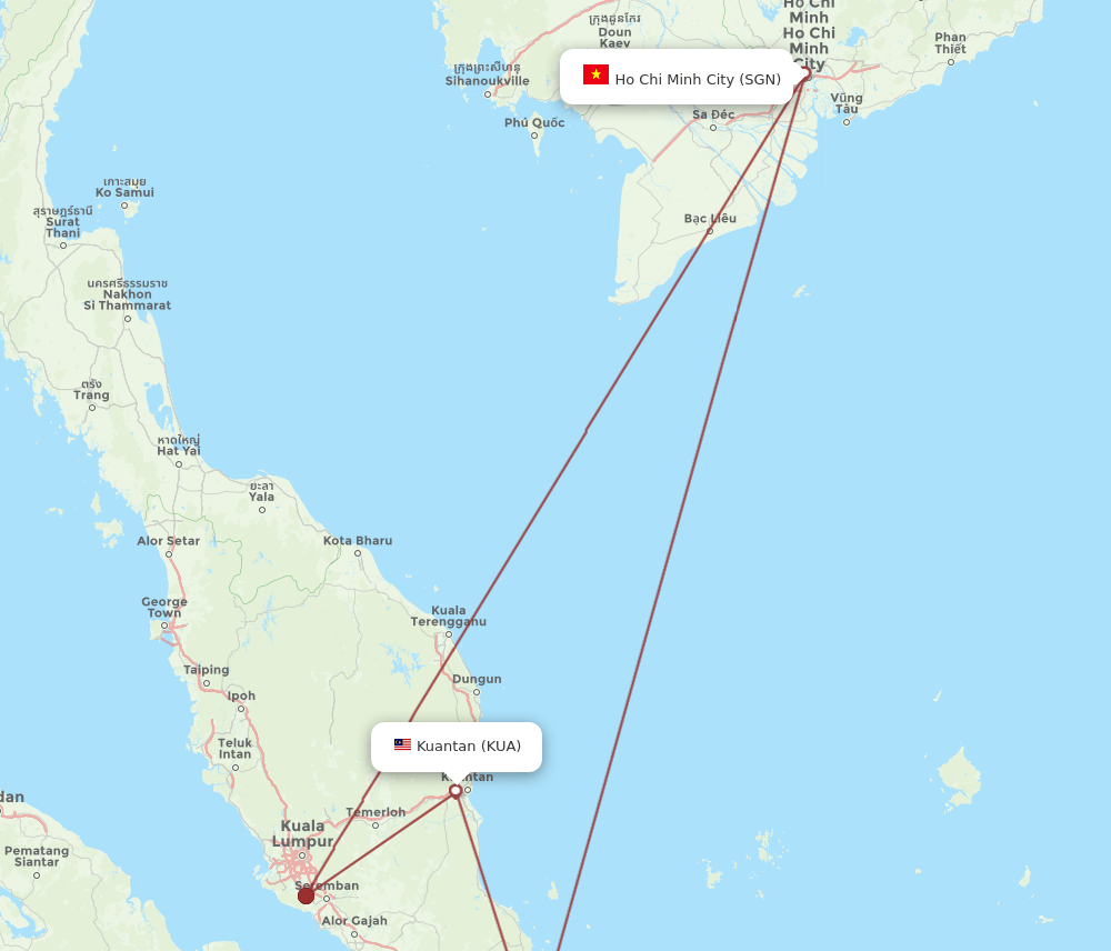 KUA-SGN flight routes