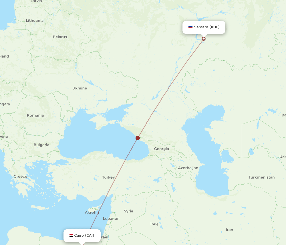 Cairo - Samara route map and flight paths