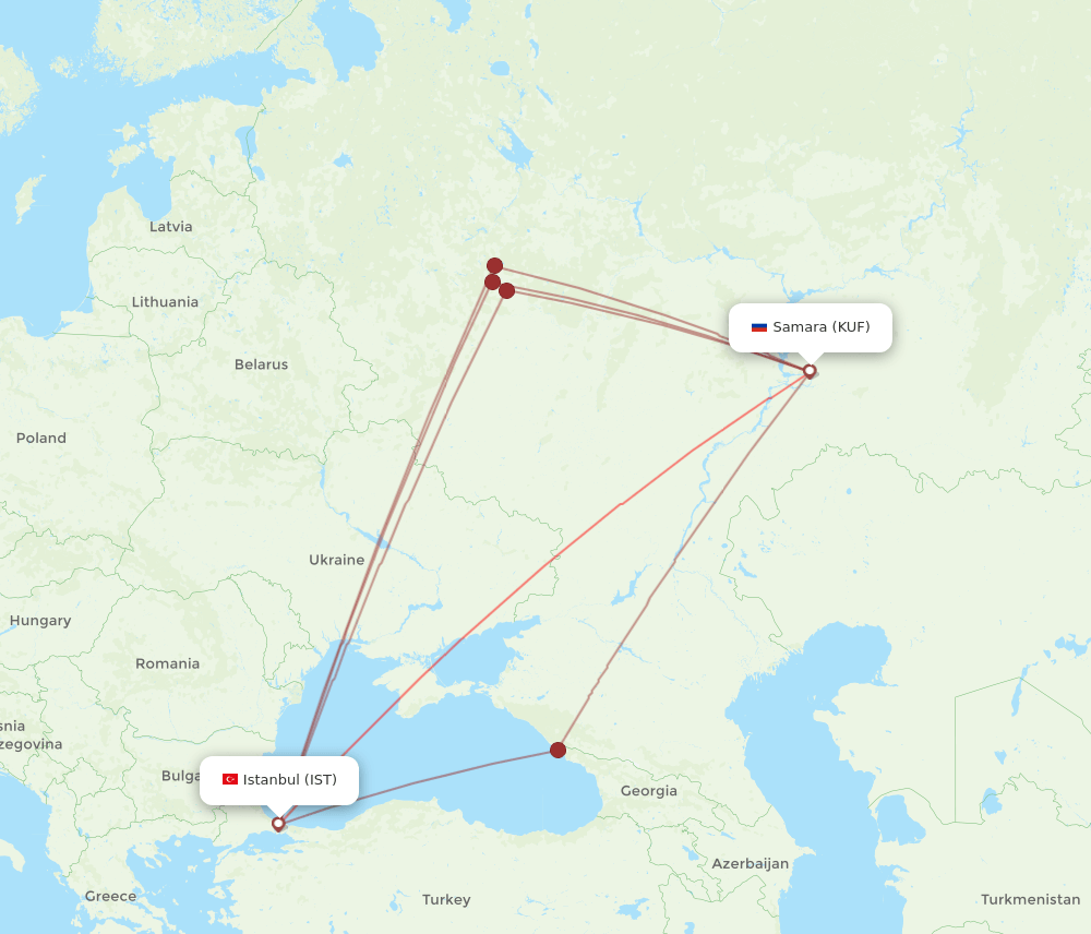 KUF-IST flight routes