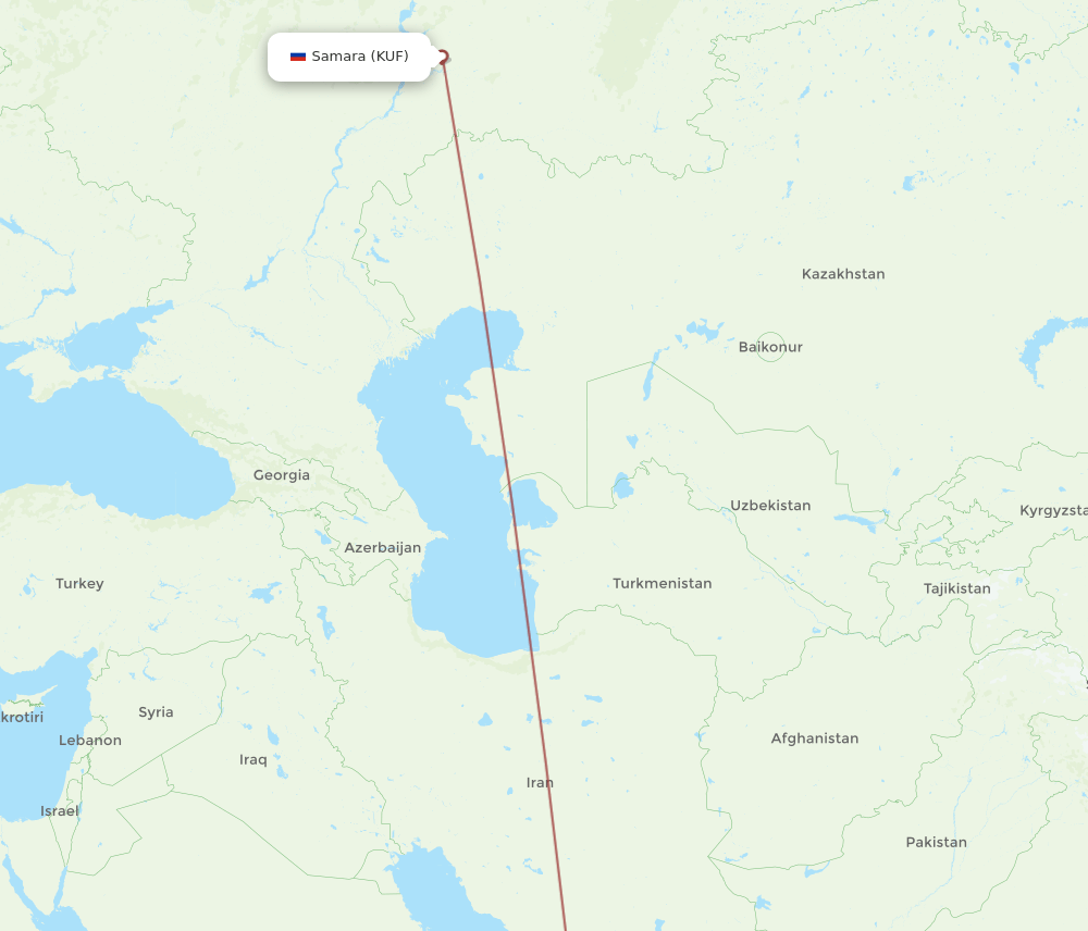 KUF to MCT flights and routes map