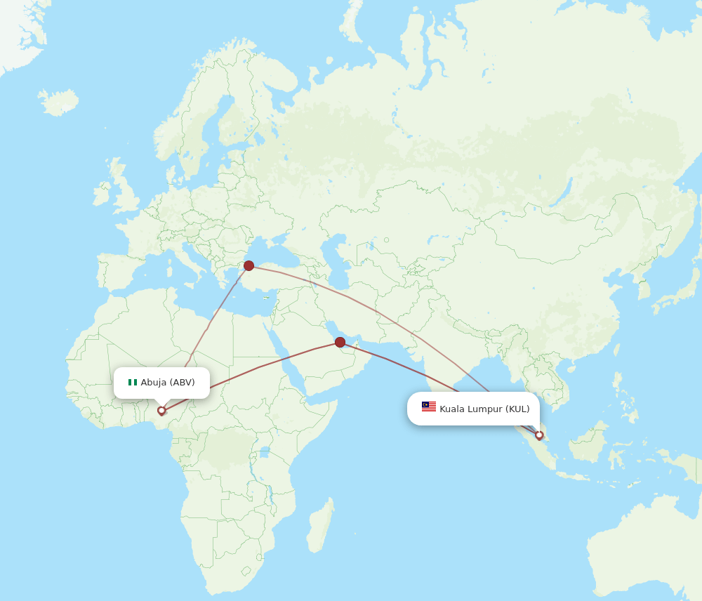 KUL-ABV flight routes