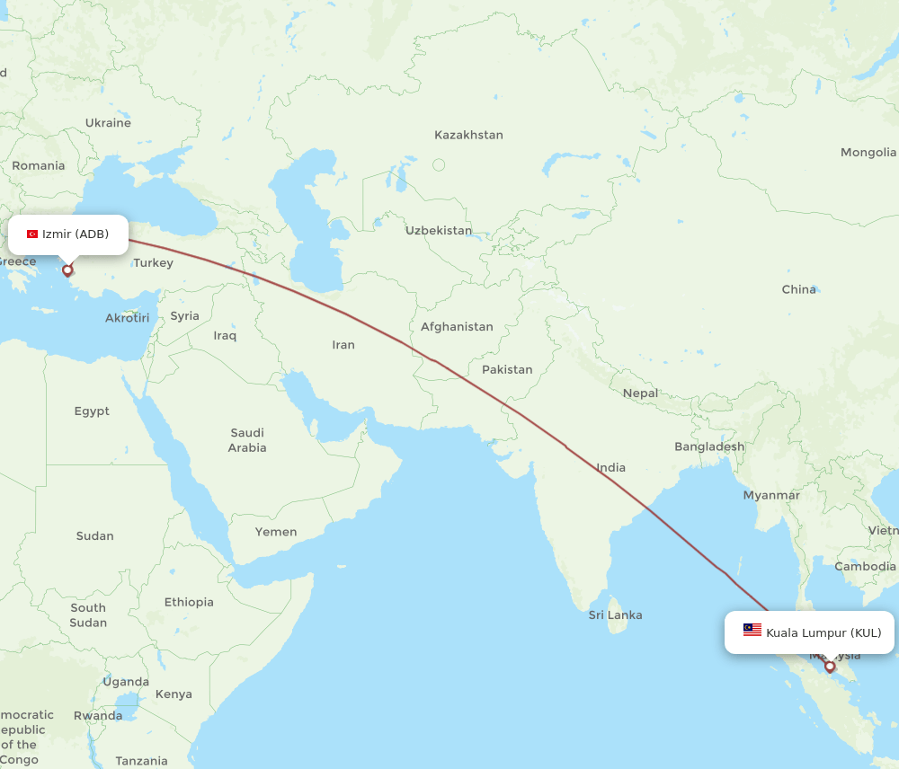 KUL-ADB flight routes