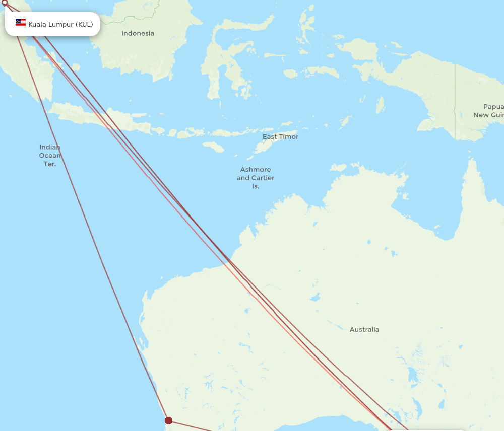 KUL-ADL flight routes