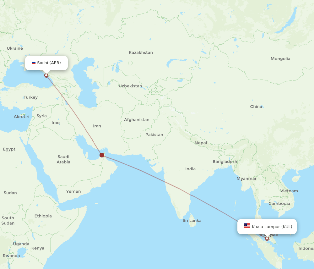 KUL-AER flight routes