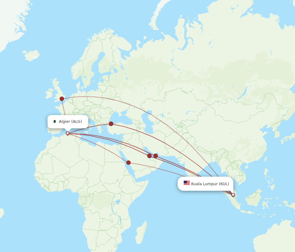 KUL-ALG flight routes