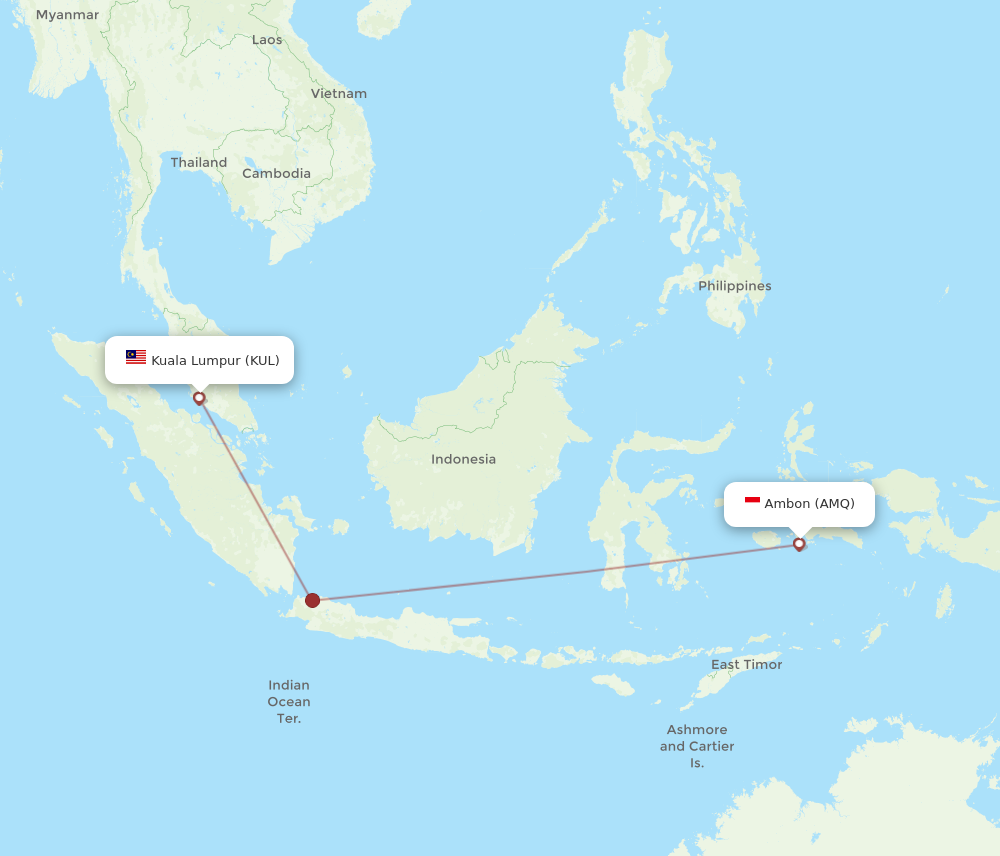 KUL to AMQ flights and routes map
