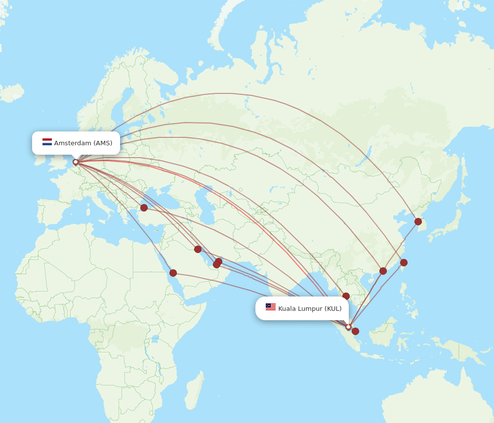 KUL-AMS flight routes