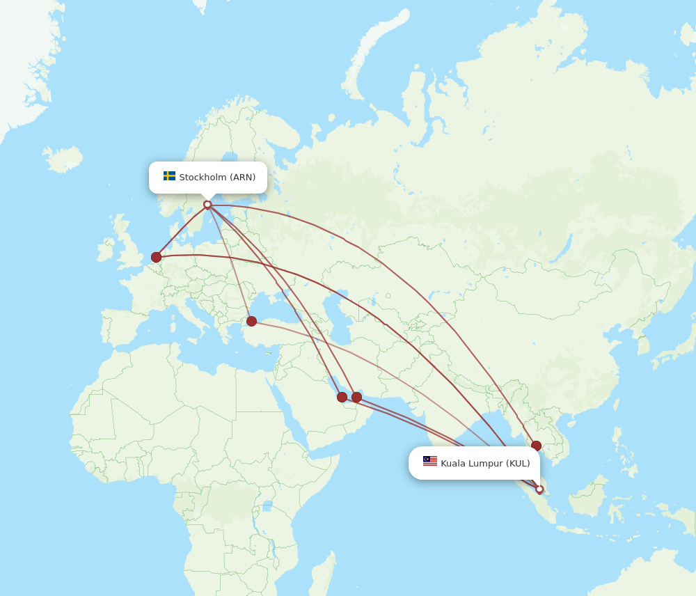 KUL-ARN flight routes
