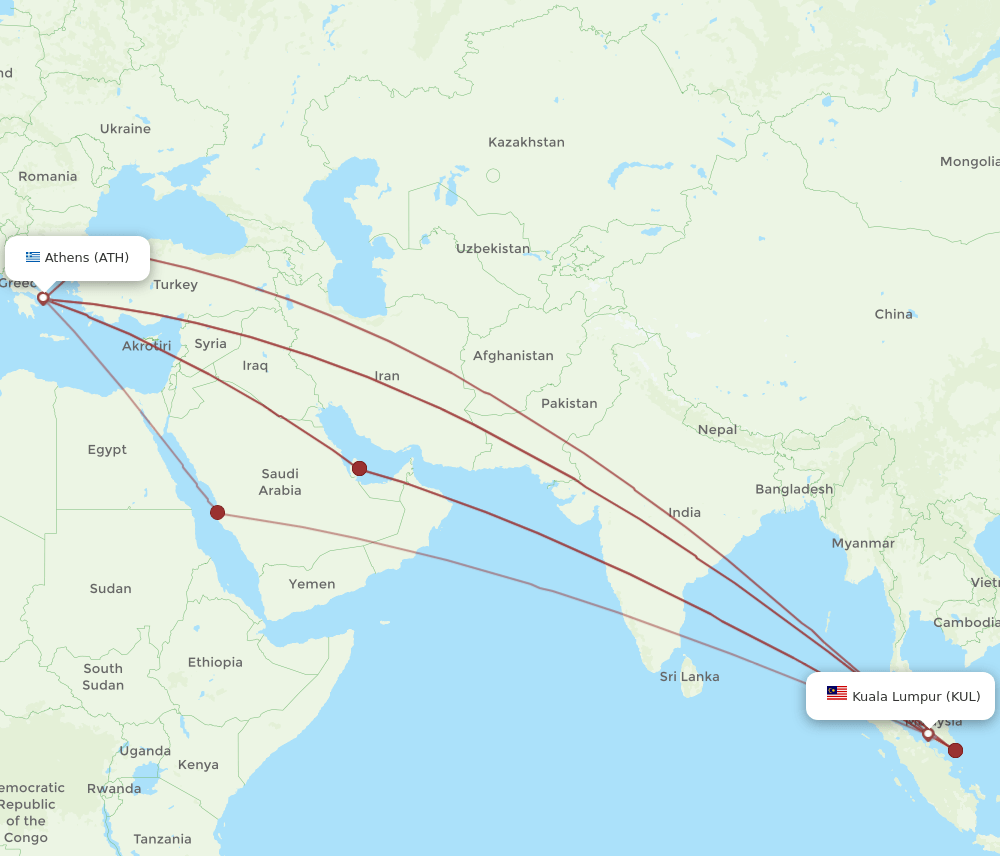 KUL-ATH flight routes