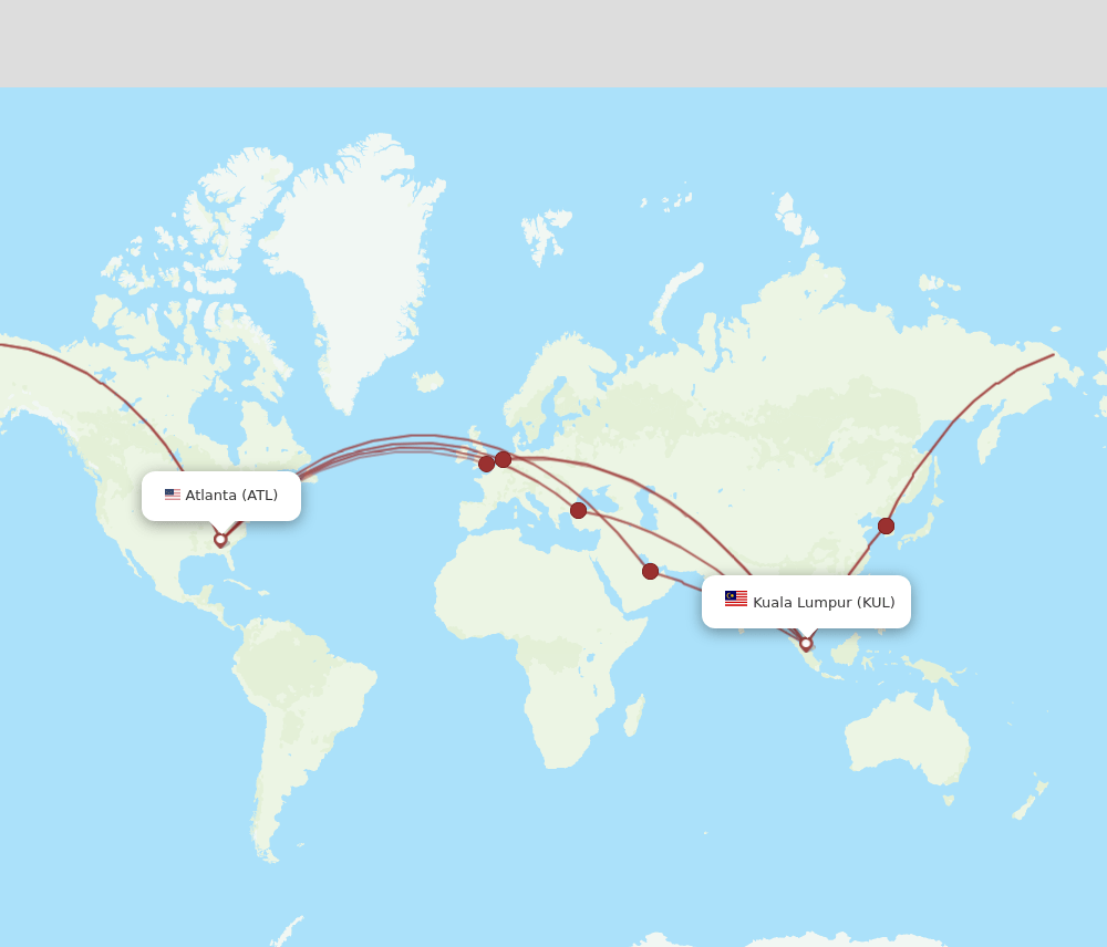 KUL-ATL flight routes