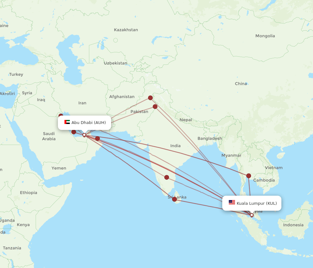 KUL-AUH flight routes