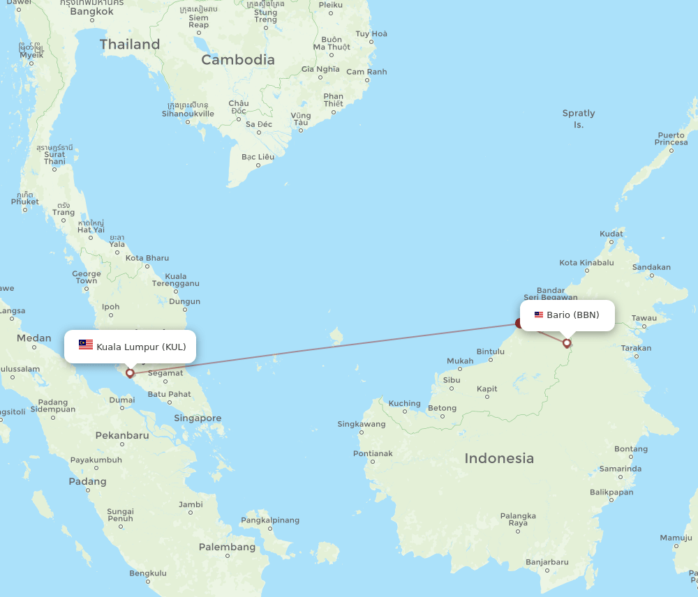KUL to BBN flights and routes map