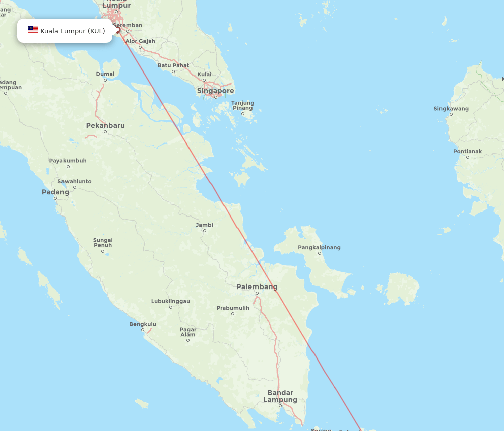 Kuala Lumpur - Bandung route map and flight paths